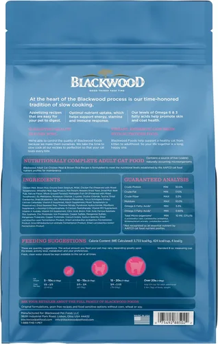 Miniatura 6 de Blackwood Alimento seco para gatos, fórmula para adultos, receta de harina de pollo y arroz integral, bolsa de 4 libras, alta en proteínas, cocción