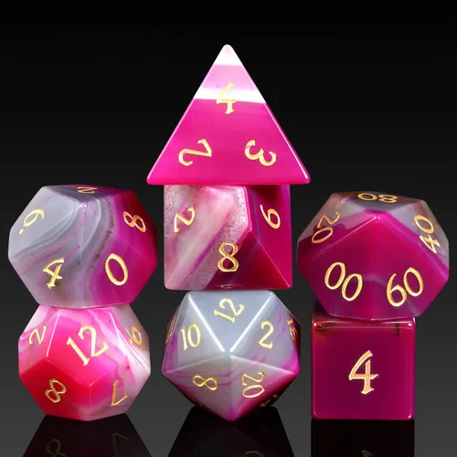 Miniatura 27 de Juego de dados Aagte D&D DNDND Un juego completo de dados de piedra DND con estuche de regalo magnífico para juego de mesa Dungeons and Dragons