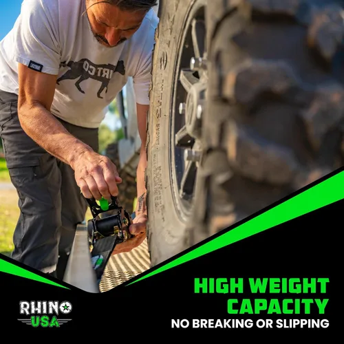 Miniatura 7 de Rhino USA Correas de carraca retráctiles (paquete de 2) - 2 pulgadas x 3 metros (1,376 kg de fuerza de rotura) - Correas de amarre auto-retractiles