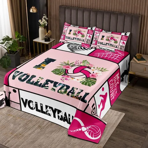 Miniatura 7 de Manfei Juego de colcha de cerdo rosa para niños, tamaño individual, bonito juego de 2 piezas para decoración de habitación de niñas y adolescentes