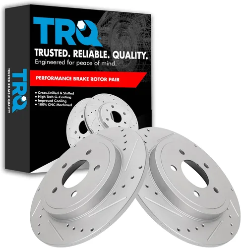 Miniatura 399 de TRQ Juego de rotores de freno de rendimiento trasero con revestimiento G premium compatible con Mazda 6 2014-2021