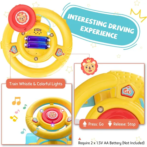 Miniatura 2 de GLACER Tren de paseo con 16 pistas para niños, juguete eléctrico con luces y sonidos, caja de almacenamiento debajo del asiento y pedales Azul