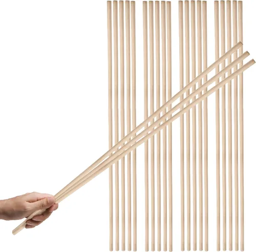 20 varillas de madera de 24 pulgadas – Tacos de madera de 1/4 pulgadas x 24 pulgadas para manualidades, varillas de madera para manualidades,