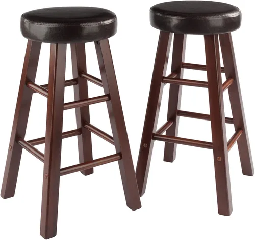 Miniatura 12 de Ergode Juego de taburetes de madera para mostrador, color gris ostra, juego de 2 piezas, madera maciza, capacidad de peso de 220 libras, estable