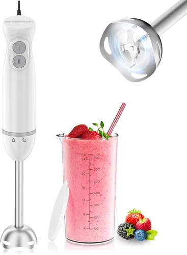 Miniatura 8 de Bonsenkitchen Batidora de inmersión de mano, batidora de mano de 2 velocidades de mezcla eléctrica con cuchillas afiladas, batidora de mano 3 en 1