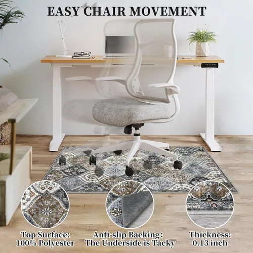 Miniatura 5 de Tapetes para sillas de oficina para suelo de madera dura, 48 x 60 pulgadas, tapete para silla de escritorio para suelo duro, tapete para silla