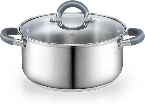 Miniatura 13 de Cook N Home Olla de acero inoxidable de 3 cuartos de galón, olla pequeña con tapa de vidrio, olla básica para saucier, asas de silicona que se