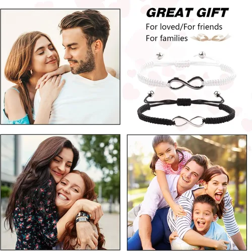 Miniatura 86 de 2 pulseras magnéticas para parejas, piedra natural negra mate, cristal para votos de amor eterno, juego de pulseras de cuentas de piedra de energía