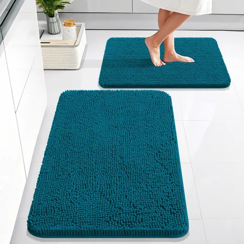 Miniatura 216 de OLANLY Juego de alfombras de baño de 2 piezas, alfombras de baño de chenilla suave y absorbente y alfombra de contorno en forma de U para inodoro
