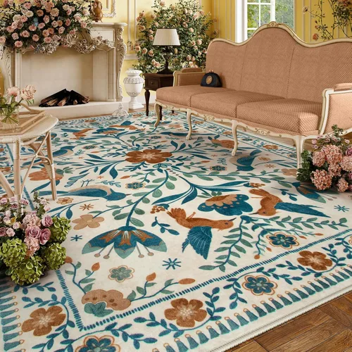 Miniatura 28 de Moynesa Alfombra para sala de estar, de 5 x 7 pies, lavable, moderna, color verde cabaña, para dormitorio, comedor, alfombra estética de granja