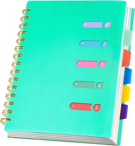 Miniatura 12 de Yoment Cuaderno de espiral de 5 materias encuadernado en espiral con rayas anchas de 7 x 8.5 pulgadas, cuaderno de espiral de tapa dura