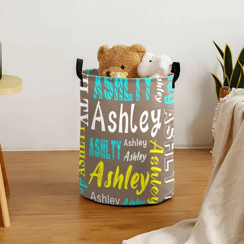 Miniatura 4 de Cesta de lavandería personalizada con nombre, cesta de lavandería plegable con asa para baño, sala de estar, dormitorio