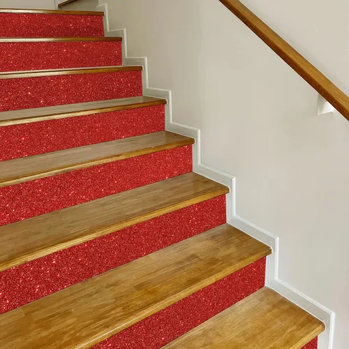 Miniatura 3 de CRE8TIVE Cenefa de Papel Tapiz Rojo con Purpurina de Despegar y Pegar Cenefa de Pared de Tela Brillante con Purpurina Calcomanías de Cenefas
