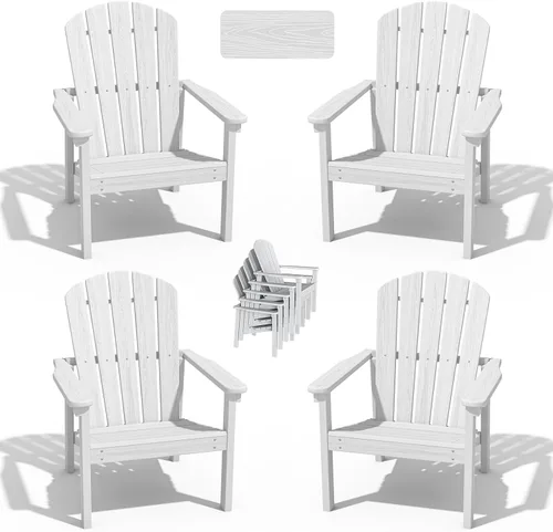 Miniatura 10 de nevilywood Sillas Adirondack compactas apilables, sillas de patio de polietileno de alta densidad de 26.3 pulgadas de ancho, duraderas, diseño que
