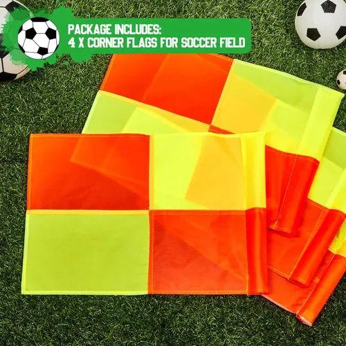 Miniatura 3 de Juexica Banderas de esquina de fútbol de repuesto, 4 unidades, banderas de árbitro portátil, grande, cuadradas, para campo de juego, para fútbol