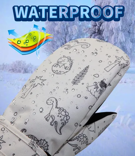 Miniatura 3 de Duoyeree Guantes impermeables para niños con forro polar para niños y niñas invierno nieve y esquí gruesos aislados para clima frío