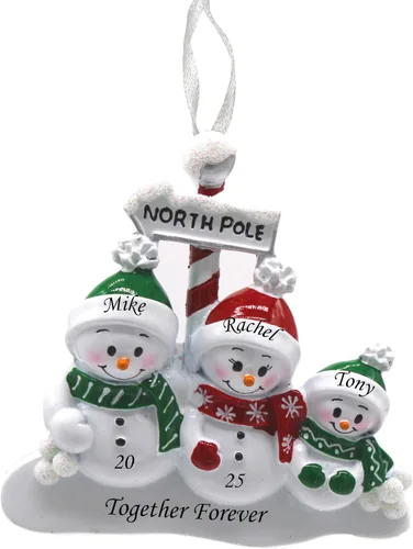 Miniatura 6 de Adorno de Navidad familiar 2025 – Adorno personalizado para familias – Adorno familiar de muñeco de nieve personalizado – Decoración de árbol