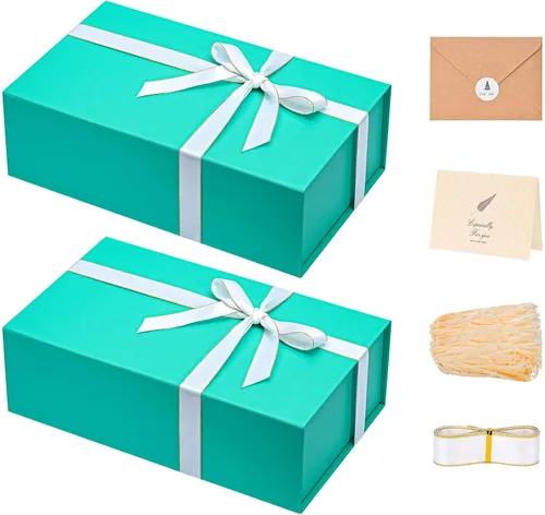 Miniatura 8 de LIFELUM Caja de regalo de 13.5 x 10 x 4 pulgadas, caja de regalo grande con tapas magnéticas, cajas de regalo negras para regalos de graduación