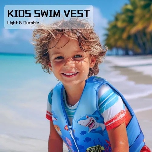 Miniatura 2 de Chaleco de natación para niños, chaleco de natación para niños pequeños, flotadores de 20 a 60 libras con correa de seguridad ajustable, S-XL