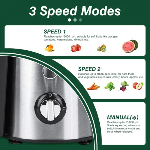 Miniatura 3 de Máquina exprimidora, extractor de exprimidor centrífugo de 1000 W con boca ancha de 2.6 pulgadas para frutas y verduras enteras, exprimidor