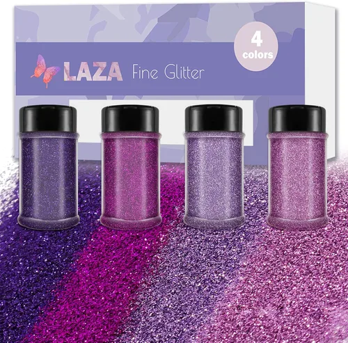Laza Polvo de Purpurina Ultra Fino, 4 Colores 320ml Purpurina para Manualidades Lentejuelas, Purpurina Extra Fina Violeta Amethyst PET para Resina,