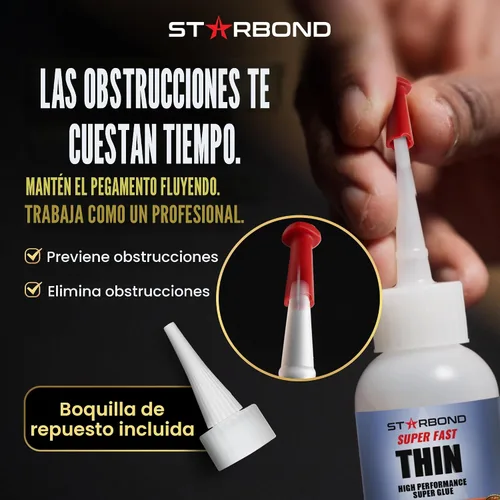 Miniatura 4 de Starbond EM-02 Adhesivo de cianoacrilato (CA) instantáneo, fino y superrápido, de calidad superior, superadhesivo, más tapa extra y micro puntas