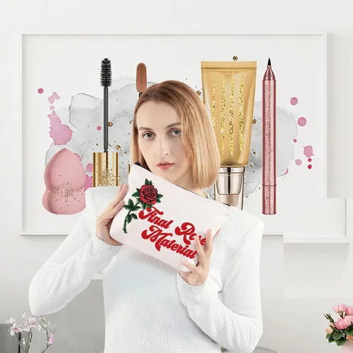 Miniatura 2 de LEVLO Bolsa de maquillaje cosmética para fanáticos de soltero, regalo inspirado en programas de televisión de soltero, material de rosa, bolsa