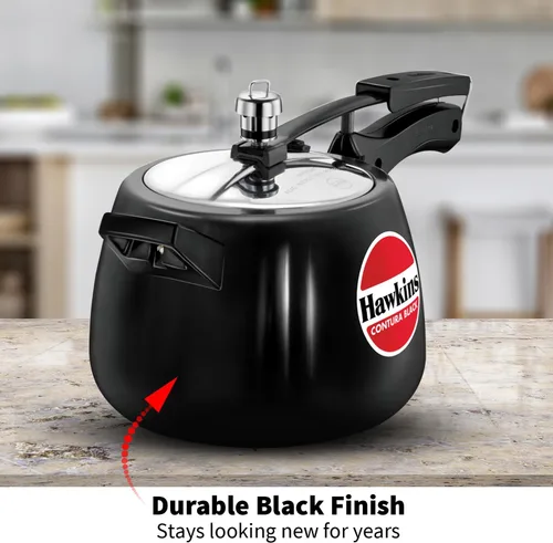 Miniatura 6 de Hawkins Olla de presión Contura de 4 litros, color negro, con tapa interior anodizada dura, Olla Handi, color negro (Cb40), 4 litros