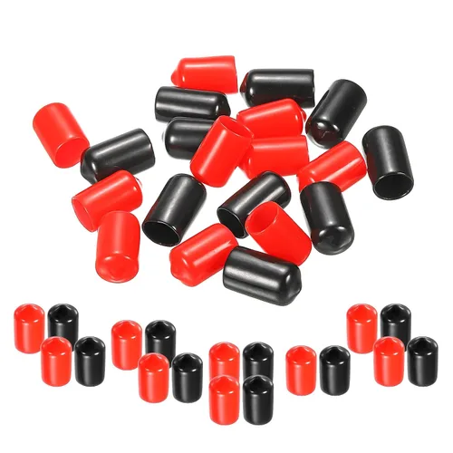 Miniatura 76 de MECCANIXITY 50 unids tapas de goma Surtido de 0.079 in PVC vinilo tornillo rosca protector para tornillo tornillo negro rojo
