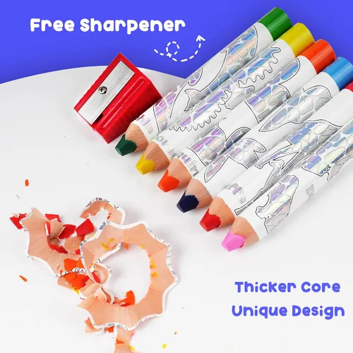 Miniatura 3 de ThEast Rellenos de calcetines para niños, 8 lápices de colores para niños pequeños, bonitos lápices de colores con sacapuntas, preafilados