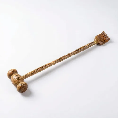 Miniatura 12 de Rascador de espalda con martillo de masaje, 100% madera natural para adultos, hombres y mujeres, 19 pulgadas de grosor extendido con masajeador