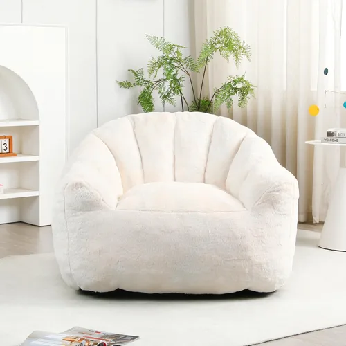 mikibama Puf de 41.4 pulgadas con brazos, cómodas sillas de puf de piel sintética sin hueso para adultos y niños, sofá de suelo con canales para