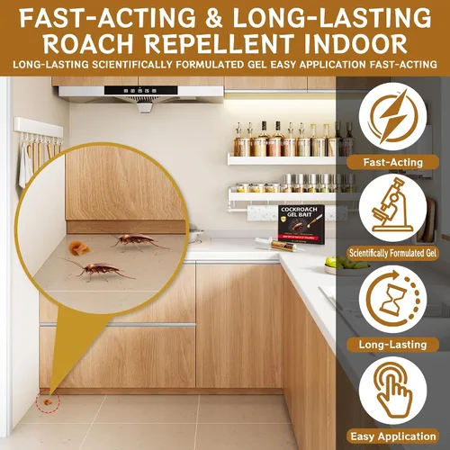 Miniatura 3 de Cebo de gel para cucarachas, 4 tubos para uso en interiores y exteriores, repelente eficaz de cucarachas para el hogar, cocina y garaje