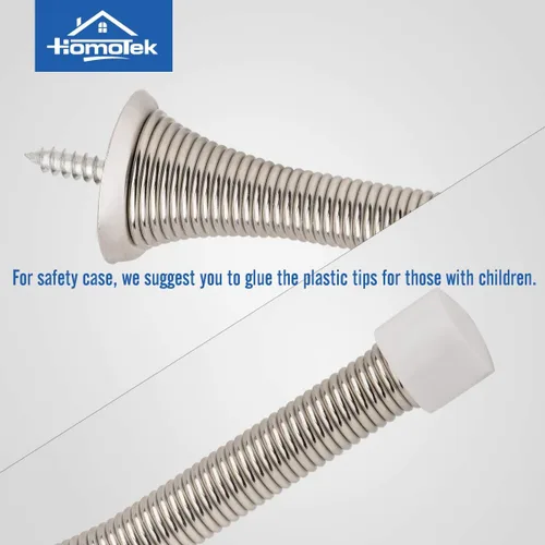 Miniatura 4 de HOMOTEK Paquete de 30 topes de puerta de resorte con parachoques de goma níquel satinado de 3-1/8 pulgadas, resorte flexible resistente, tope