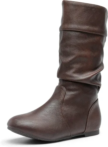 DREAM PAIRS - Botas de invierno para montar en bicicleta para niñas, altura hasta la rodilla, piel sintética (niñas pequeñas, medianas y grandes)