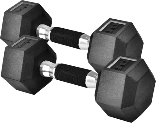 Miniatura 8 de Yes4All - Mancuernas hexagonales con revestimiento de goma antideslizante – Pesos de mano con agarre antideslizante, juego de 5-50 libras