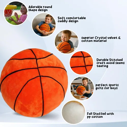 Miniatura 5 de Tplay - Almohada de felpa de baloncesto para niños: suave y resistente al desgarro, 1000+ juguete de peluche probado, regalos de juego en interiores