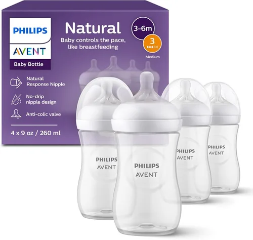 Miniatura 11 de Philips Avent - Biberón natural con boquilla de respuesta natural, rosa, 9 onzas, paquete de 4, SCY903/14