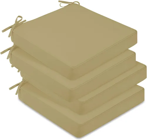 Miniatura 23 de downluxe Juego de 2 cojines impermeables para sillas de exterior, 19 x 19 x 3 pulgadas, cojines para sillas de patio con lazos y mango Marrón