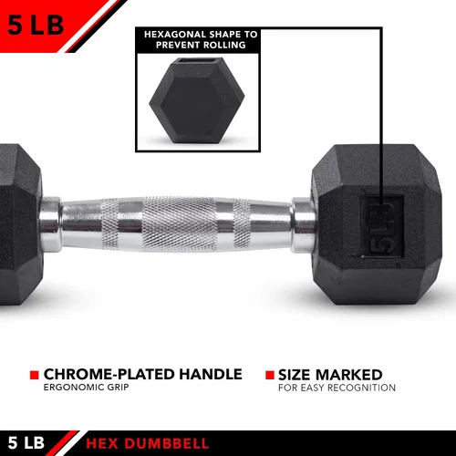 Miniatura 4 de JFIT Rubber Hex Dumbbell