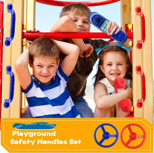 Miniatura 6 de Juego de 8 piezas de accesorios para patio de recreo, con asas de seguridad para volante, columpios de plástico, juego de columpios para teléfono