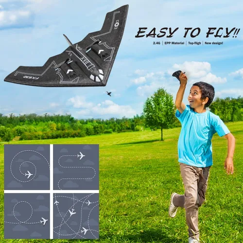 Miniatura 4 de fisca Avión RC Control remoto B-2 Spirit Stealth Bomber Avión, 2.4Ghz 2CH espuma Drone listo para volar juguete para niños y adultos