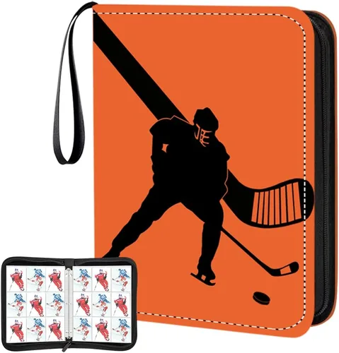 Carpeta de tarjetas de hockey, carpeta de tarjetas coleccionables de hockey de 9 bolsillos con 900 fundas para tarjetas, funda de álbum de tarjetas