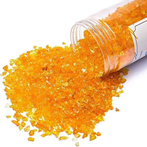 Miniatura 14 de TWINKLING Purpurina de Vidrio Triturado de Alto Brillo, Vidrio Roto, Piedras de Cristal de Fuego para Chimenea, Arte de Resina DIY, Manualidades