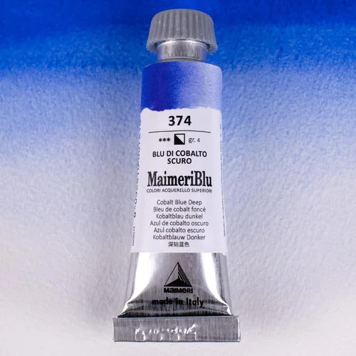 Miniatura 2 de Maimeri Blu Pintura de acuarela de un solo pigmento de 0.4 fl oz – Pintura de acuarela profesional PB74 azul cobalto – Tubo de pintura de acuarela
