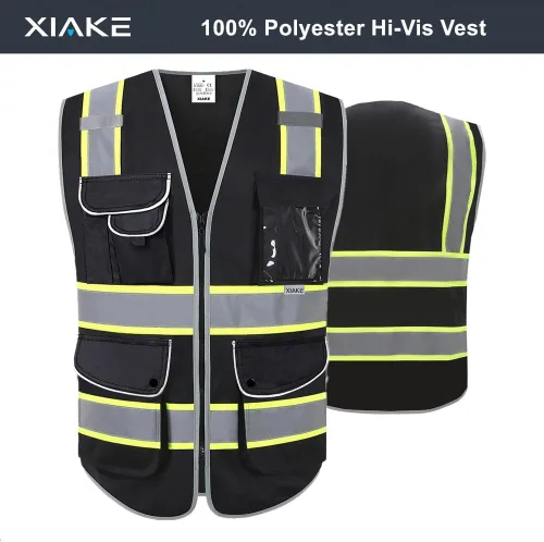 Miniatura 2 de XIAKE Chaleco de seguridad reflectante de alta visibilidad con 9 bolsillos clase 2 para hombres y mujeres, cumple con las normas ANSI/ISEA