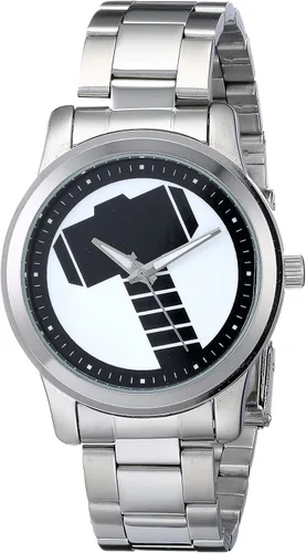 Marvel W001781 The Avengers Thor Reloj analógico de cuarzo plateado para hombre Negro thor black Movimiento de cuarzo