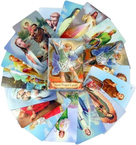 Miniatura 8 de Paquete de 54 Tarjetas Sagradas Variadas con Santos Católicos y Oraciones