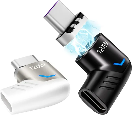 Miniatura 7 de Adaptador magnético USB C Ángel derecho + USB magnético tipo C recto 5 pines, compatible con PD 120 W carga rápida, transferencia de datos de 480