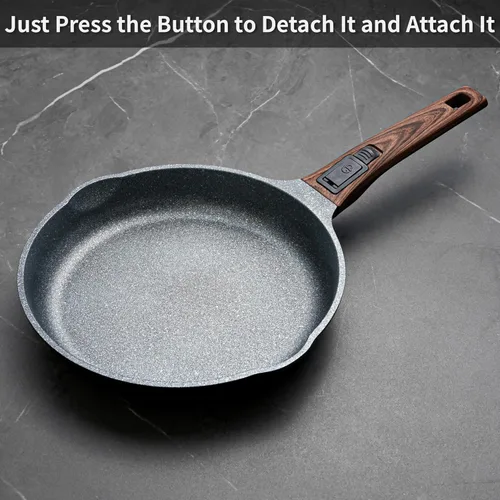 Miniatura 2 de Sartén antiadherente inteligente de 8 pulgadas con mango extraíble, aluminio fundido y sartén para tortilla antiarañazos, compatible con todas